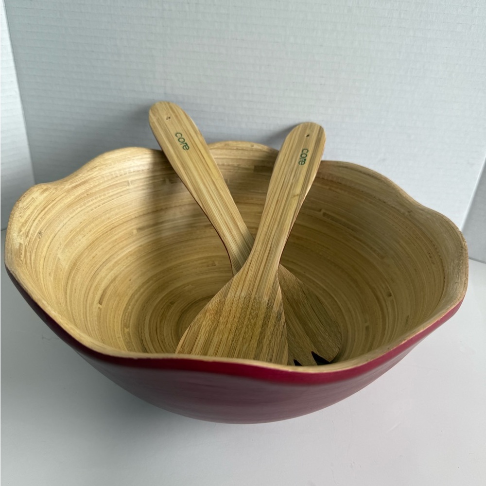 Core Bamboo Salad Bowl & Matching Utensils